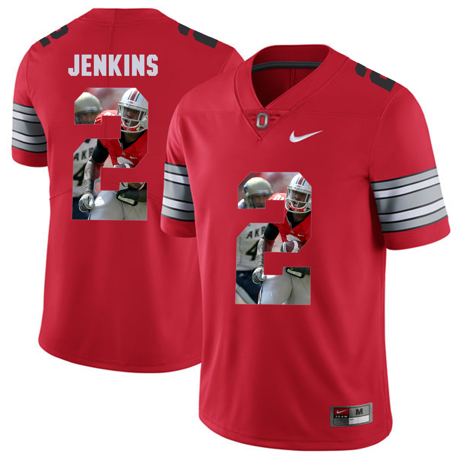 Men Ohio State #2 Jenkins Red Fashion Edition Customized NCAA Jerseys->customized ncaa jersey->Custom Jersey